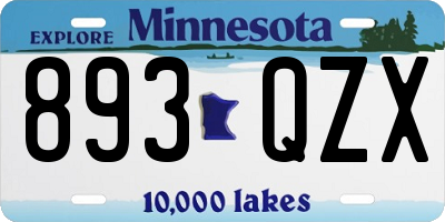 MN license plate 893QZX