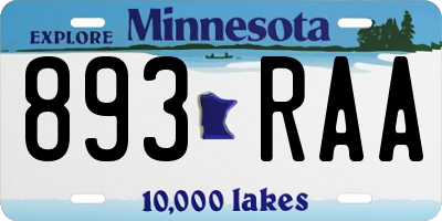 MN license plate 893RAA
