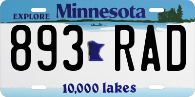 MN license plate 893RAD