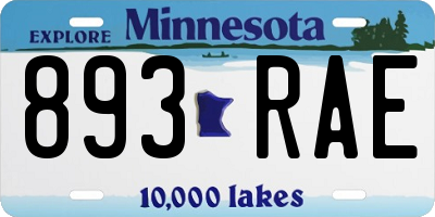 MN license plate 893RAE