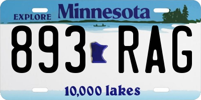 MN license plate 893RAG