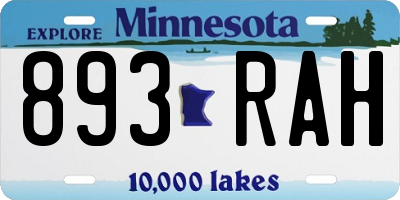 MN license plate 893RAH