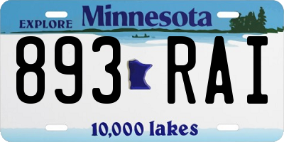 MN license plate 893RAI