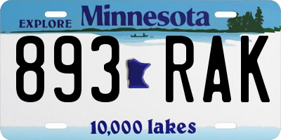 MN license plate 893RAK