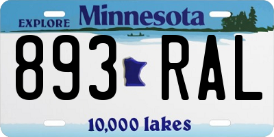 MN license plate 893RAL