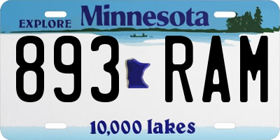 MN license plate 893RAM