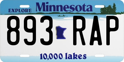 MN license plate 893RAP