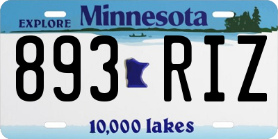 MN license plate 893RIZ