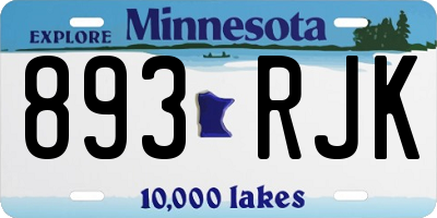 MN license plate 893RJK