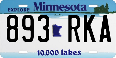 MN license plate 893RKA