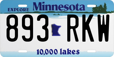 MN license plate 893RKW