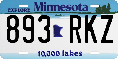 MN license plate 893RKZ