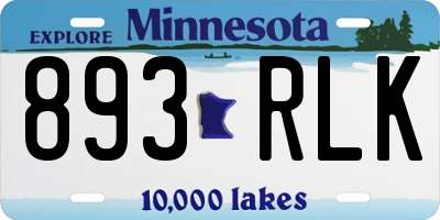 MN license plate 893RLK