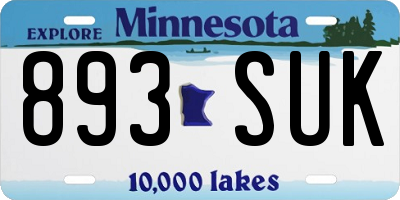 MN license plate 893SUK