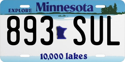 MN license plate 893SUL