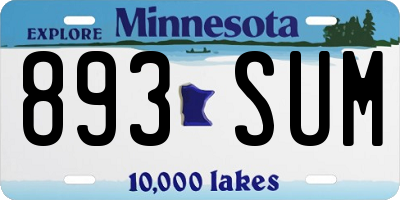 MN license plate 893SUM