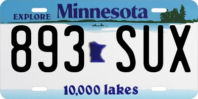 MN license plate 893SUX