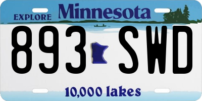 MN license plate 893SWD