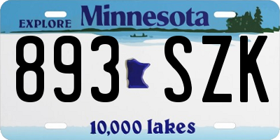 MN license plate 893SZK