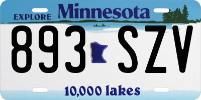 MN license plate 893SZV