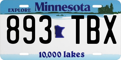 MN license plate 893TBX