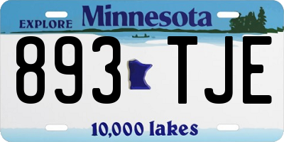 MN license plate 893TJE