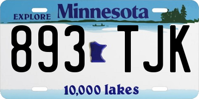 MN license plate 893TJK