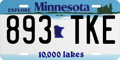 MN license plate 893TKE