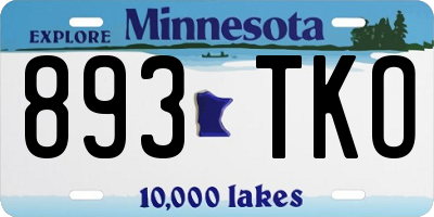 MN license plate 893TKO