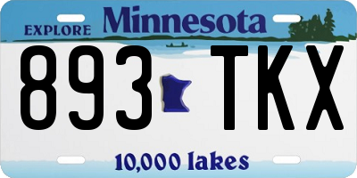 MN license plate 893TKX