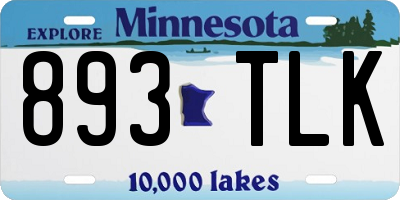 MN license plate 893TLK