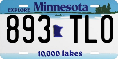 MN license plate 893TLO
