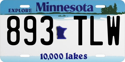 MN license plate 893TLW