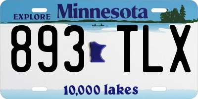 MN license plate 893TLX