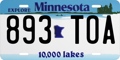 MN license plate 893TOA