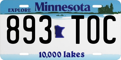 MN license plate 893TOC