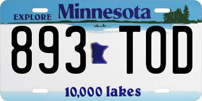 MN license plate 893TOD