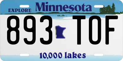 MN license plate 893TOF