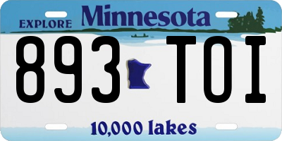 MN license plate 893TOI