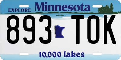 MN license plate 893TOK