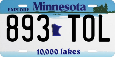 MN license plate 893TOL