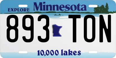 MN license plate 893TON