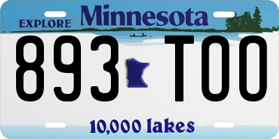 MN license plate 893TOO