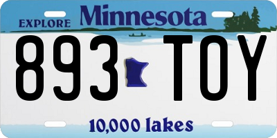 MN license plate 893TOY
