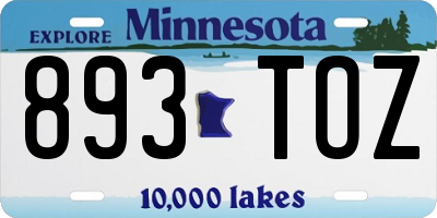 MN license plate 893TOZ