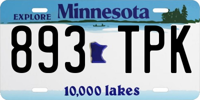 MN license plate 893TPK