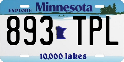 MN license plate 893TPL
