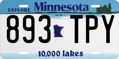 MN license plate 893TPY