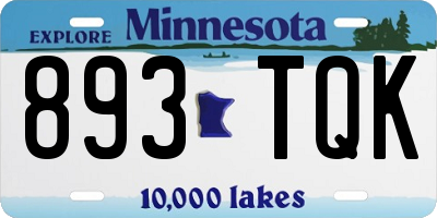 MN license plate 893TQK