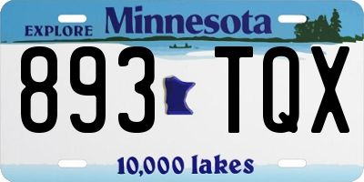 MN license plate 893TQX